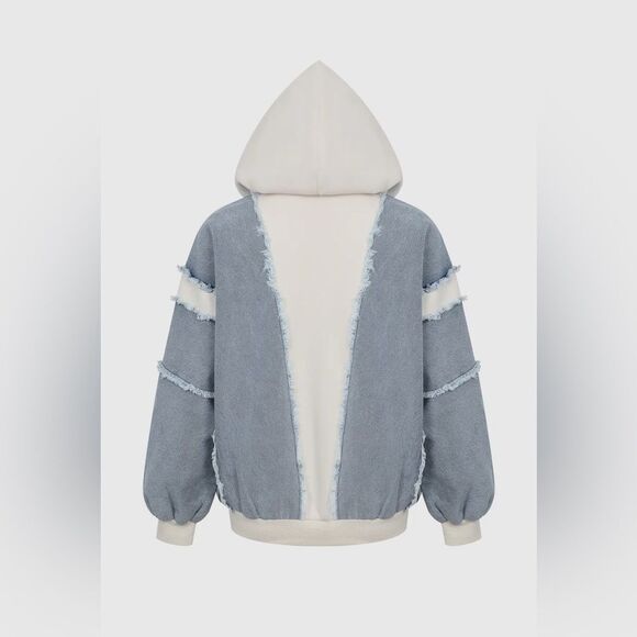 Denim Patchwork Hoodie - Picture 2 of 8